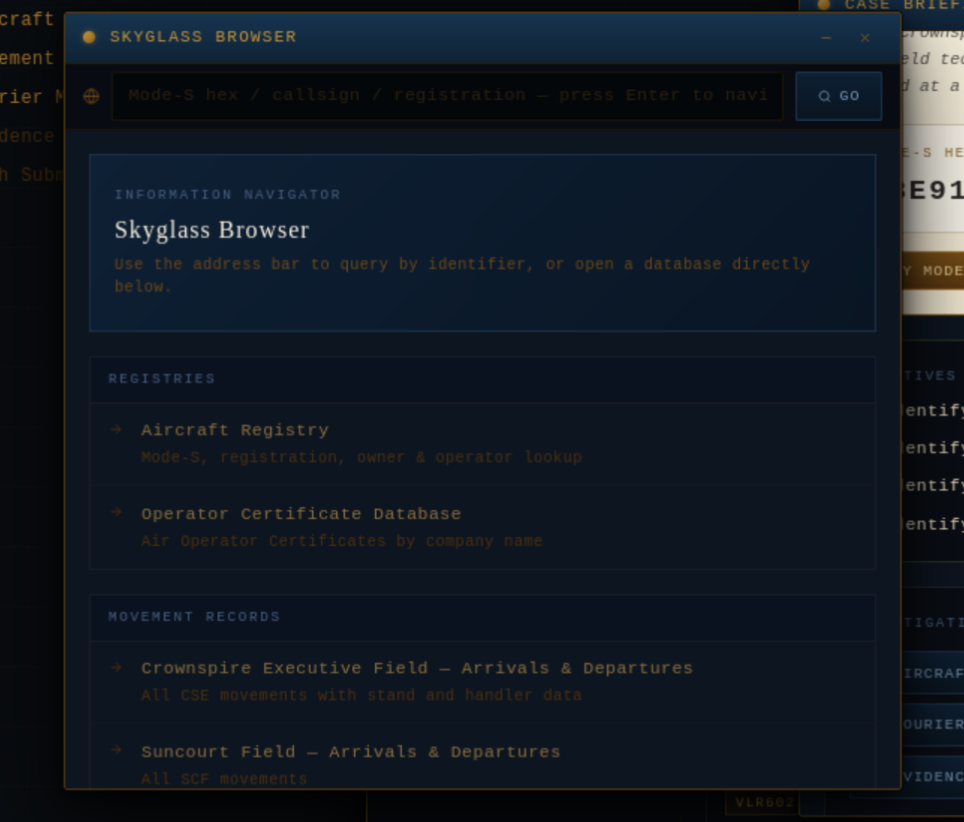 Skyglass Browser opened in the challenge application